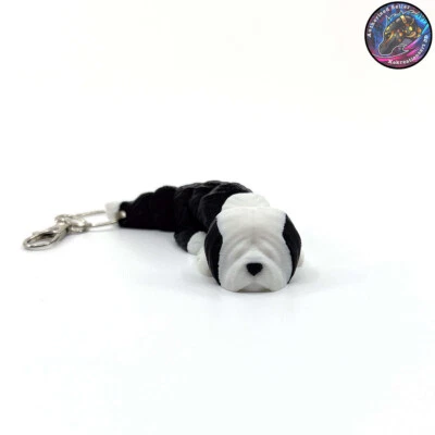 Antiguo Llavero Inglés Pastor Flexi Inquieto Lindo Perro Cremallera Tirar Articulado 3D Foto 1 de 4