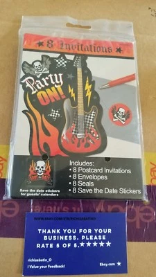 INVITACIONES ROCK ON SKULL AND FLAMES (8) ~ Suministros de Fiesta de Cumpleaños Papelería Foto 1 de 2