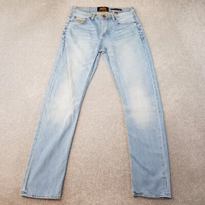 Superdry Uomo Jeans 31x32 Blu Copperfill Sciolto Dritto Distressed Lavaggio Leggero - Foto 1 di 16
