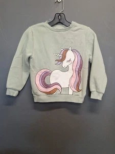 Kids H&M Green Unicorn Pullover Sweater sz 6/7 - Picture 1 of 3