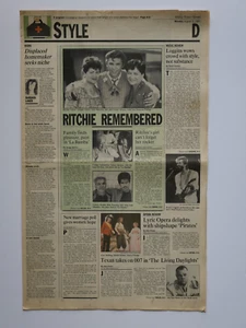 Dallas Times Herald - Style - August 3, 1987 - Richie Valens - Picture 1 of 2