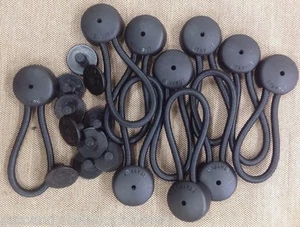 10 BLACK Bungee Shock Cord Clip Loops STAYPUT Boat Truck Tarp Canvas Covers - Picture 1 of 2