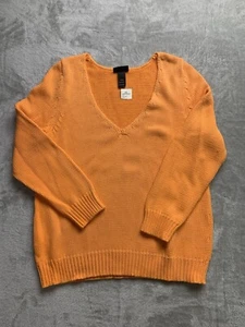 Lane Bryant Sweater Womens 14/16 Orange Cotton V Neck Long Sleeves Top NWT W272 - Picture 1 of 6
