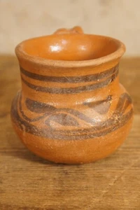 Antique 19th Century Painted Redware Drinking Vessel Cup - Picture 1 of 4