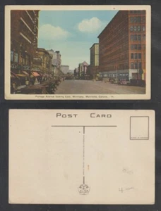 Winnipeg Manitoba Postcard Portage Avenue looking East White Border Unposted - Picture 1 of 3