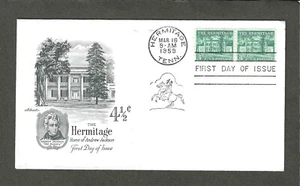 #1037 4 1/2c HERMITAGE ISSUE FDC-HERMITAGE,TN MAR 16-1959 ARTMASTER CACHET - Picture 1 of 1