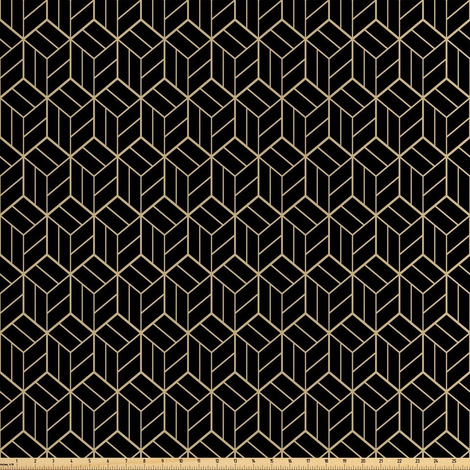 Geometrisch Satin Stoff als Meterware Dimensional Cubes Muster - Bild 1 von 1