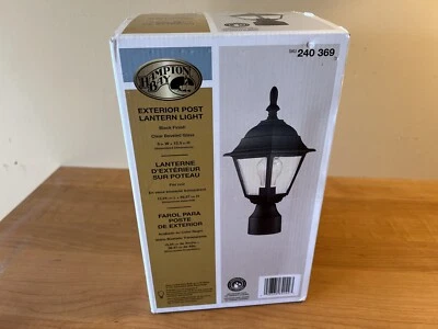 Linterna POST Exterior Hampton Bay Acabado Negro Claro ¡Nueva! Foto 1 de 4