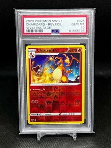 2020 Pokemon SWSH Charizard Reverse Foil Vivid Voltage #025 PSA 10 GEM MT - Picture 1 of 2