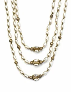 Authentic Miriam Haskell Goldtone and Faux Pearl Necklace - Picture 1 of 4