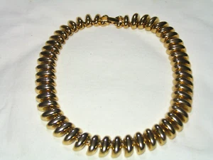 ...ERWIN PEARL...Gold Tone Domed Sections Necklace... - Picture 1 of 10