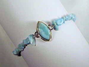 CYNTHIA LYNN "STEFILIA'S STONE" STERLING SILVER MARQUIS BLUE LARIMAR BRACELET - Picture 1 of 1