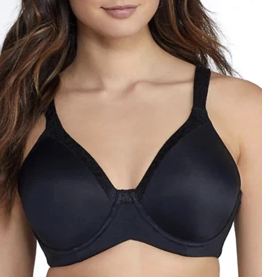 New 42F LEADING LADY 5210 Brigitte LUXE Black BRA Underwire Smooth T-Shirt Print - Image 1 of 4