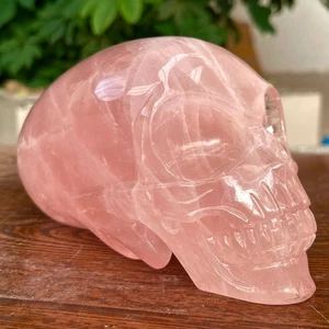 4.07LB Top Natural Rosa Cuarzo Energía Alien Cráneo Tallado a Mano Cristal Reiki - Imagen 1 de 7