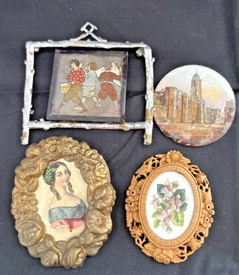 Lote de cuadros, marcos, pinturas alemanas antiguas miniaturas medianas para casa de muñecas Foto 1 de 4