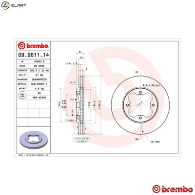 2x BRAKE DISC 09.9611.14 FOR ROVER 20 T2N 2.0L F 18 A3 1.9L F20Z1/20Z2 2.0L - Image 1 of 4