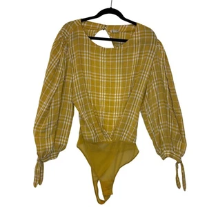 Body Intimately Free People Talla Mediana Manga Abullonada Espalda Abierta Amarillo  - Imagen 1 de 12