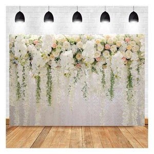 White Rose Floral Theme Photography Background 9x6ft Wedding Bridal Shower We... - Picture 1 of 6
