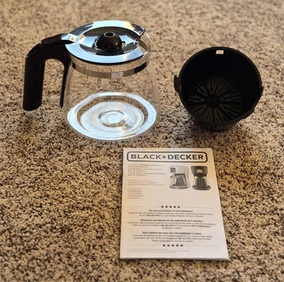 JARRA DE CRISTAL NEGRA + CUBIERTA 12 TAZAS, CESTA DE PREPARACIÓN Y MANUAL - REPUESTOS Foto 1 de 4