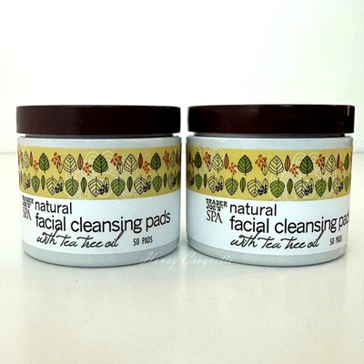 Paquete de 2 almohadillas de limpieza facial naturales Trader Joe's Spa con aceite de árbol de té 50 cada una Foto 1 de 2