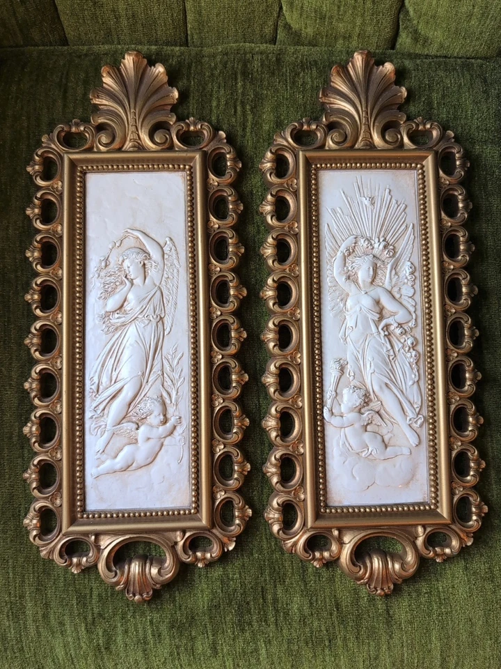 Homco Dart 2 件套天使和小天使 7410 墙壁艺术 — 第 1/2 张图片