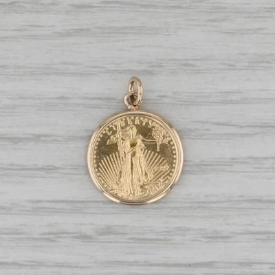 1995 1/10 американский орел монета подвеска 14k безель 22k возраст $5 Walking Liberty подвеска - Изображение 1 из 4