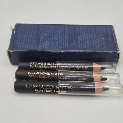 New 3 Estee Lauder Pure Color Intense Kajal Mini Eyeliner Pencil Set Black Brown - Image 1 of 4