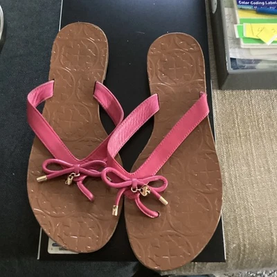 Sandalias Kate Spade Chanclas Mujer EE. UU. 8mCharles Zapatos Rosa Cuero Tanga Sin Cordones Foto 1 de 3