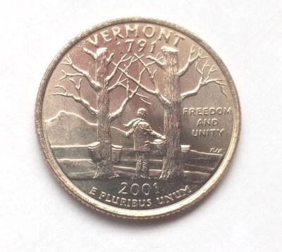 2001 D Vermont Quarter 25C Coin UNCIRCULATED FREE SHIPPING Q127 - Image 1 of 2