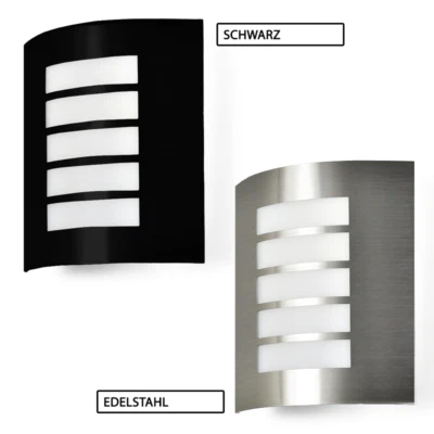 Wandlampe Hauseingang Lampe IP44 E27 230V Edelstahl Außenwandleuchte außen AREK  - Bild 1 von 4