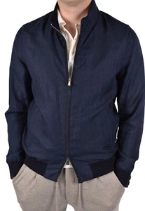 MANDELLI  jacket wool silk linen spring summer EU 50 US 40 blue Contemporary fit - Picture 1 of 7