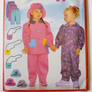 UNCUT Vtg Toddler Girl Sewing Pattern Jumpsuit Dress Top Pants Butterick 5161 - Picture 1 of 6