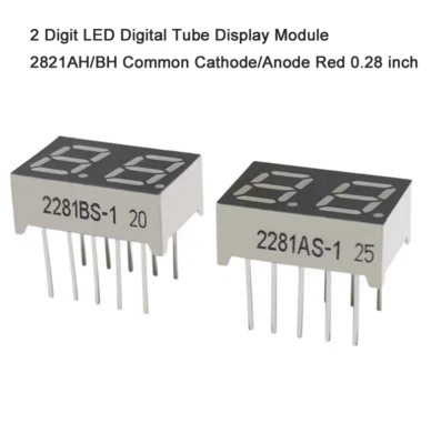 2 Digit LED Digital Tube Display Module 2821AH/BH Common Cathode/Anode Red - Image 1 of 2