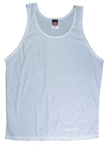White Polyester Wicking Running Singlet Tank Top by Don Alleson - Men's Large