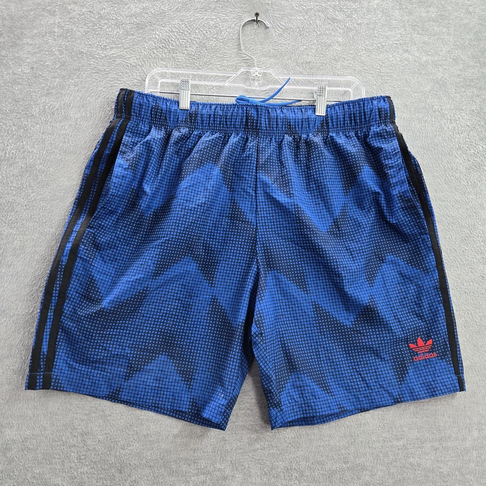 Adidas мужчин купальный костюм шорты XL синий футбол сундуки логотип трилистник геометрический карман - Изображение 1 из 4