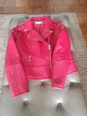 Nueva chaqueta de cuero sintético para mujer YORK & CO talla L ROJA Foto 1 de 4
