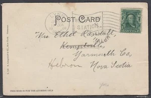 Canada - Jan 15, 1908 Kemptville, NS Split Ring Cancel on Card - Picture 1 of 2