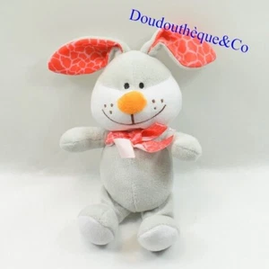 Peluche lapin FIZZY noeud satiné gris rouge 22 cm (DOU) - Imagen 1 de 1