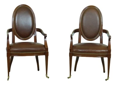 L53597EC: Pair COUNCILL CRAFTSMEN Mahogany Leather Armchairs - Image 1 of 4
