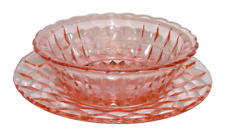 Vintage Pink Depression Glass ~ Windsor Berry Bowl & 6” Under Plate
