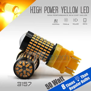 3157 50W Bombillas de Señal de Giro Frontal Estacionamiento DRL LED Alta Potencia Ámbar Amarillo - Imagen 1 de 10