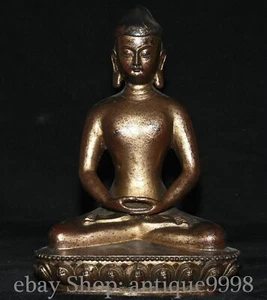 10'' Old Tibet Bronze Gilt Buddhism Shakyamuni Sakyamuni Amitabha Buddha Statue - Picture 1 of 11