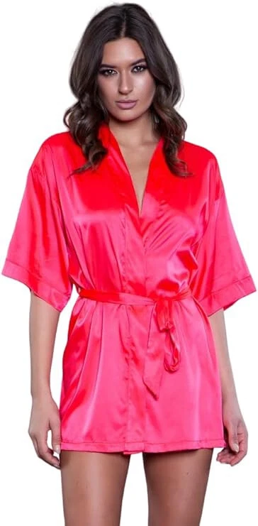 Bata de satén para mujer Be Wicked, rosa intenso, pequeña Foto 1 de 1