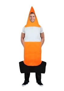 Adult Novelty Traffic Cone Bodysuit Fancy Dress Costume |Unleash the Fun at Stag - Picture 1 of 7