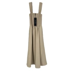 Elliatt Faux Leather Cream Smocked Classic Designer Preppy Midi Dress XS NWT - Picture 1 of 9