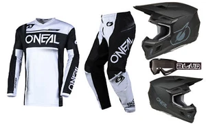 O'Neal 2025 Element Racewear MX Gear 3 Series Helmet Goggle Combo Black/White - Picture 1 of 3