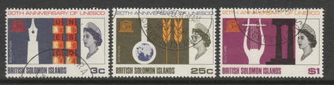 British Solomon Is. 1966 UNESCO set SG 157-159 Fine used Cover