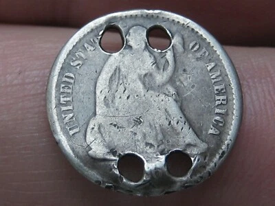 1863 S- 1869 S Seated Liberty Half Dime- San Francisco, Holed 4 Times - Image 1 of 4