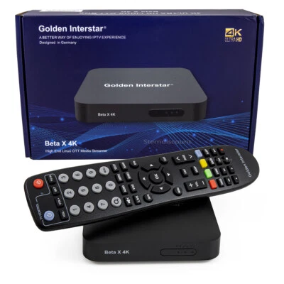 Golden Interstar Beta X 4K IPTV-Box UHD HDR Dual-WiFi HDMI USB IP-Receiver Linux - Bild 1 von 4