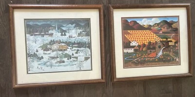 2 Wood Framed Charles Wysocki Prints - Signed 12 x 10 With Frame 17 X 15 - Imagem 1 de 4